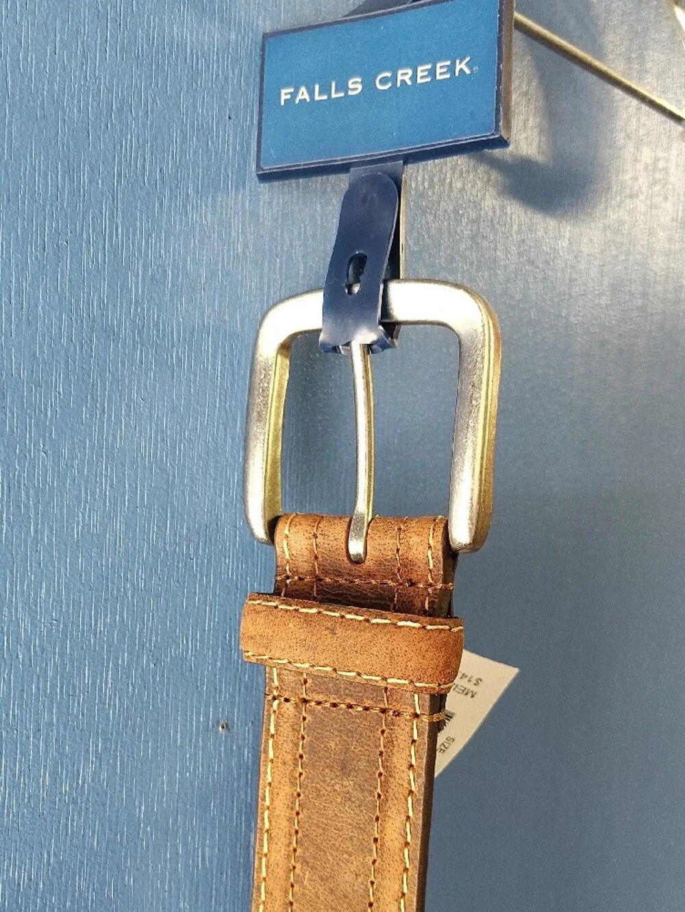 Falls Creek Tan Brown Leather Belt with Silver Buckle